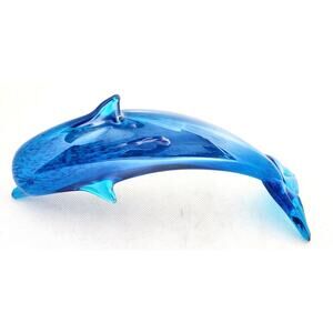 BLUE GLASS JUMPING DOLPHIN-Turquoise Blues-Table Decor-Ocean-Beach Decor